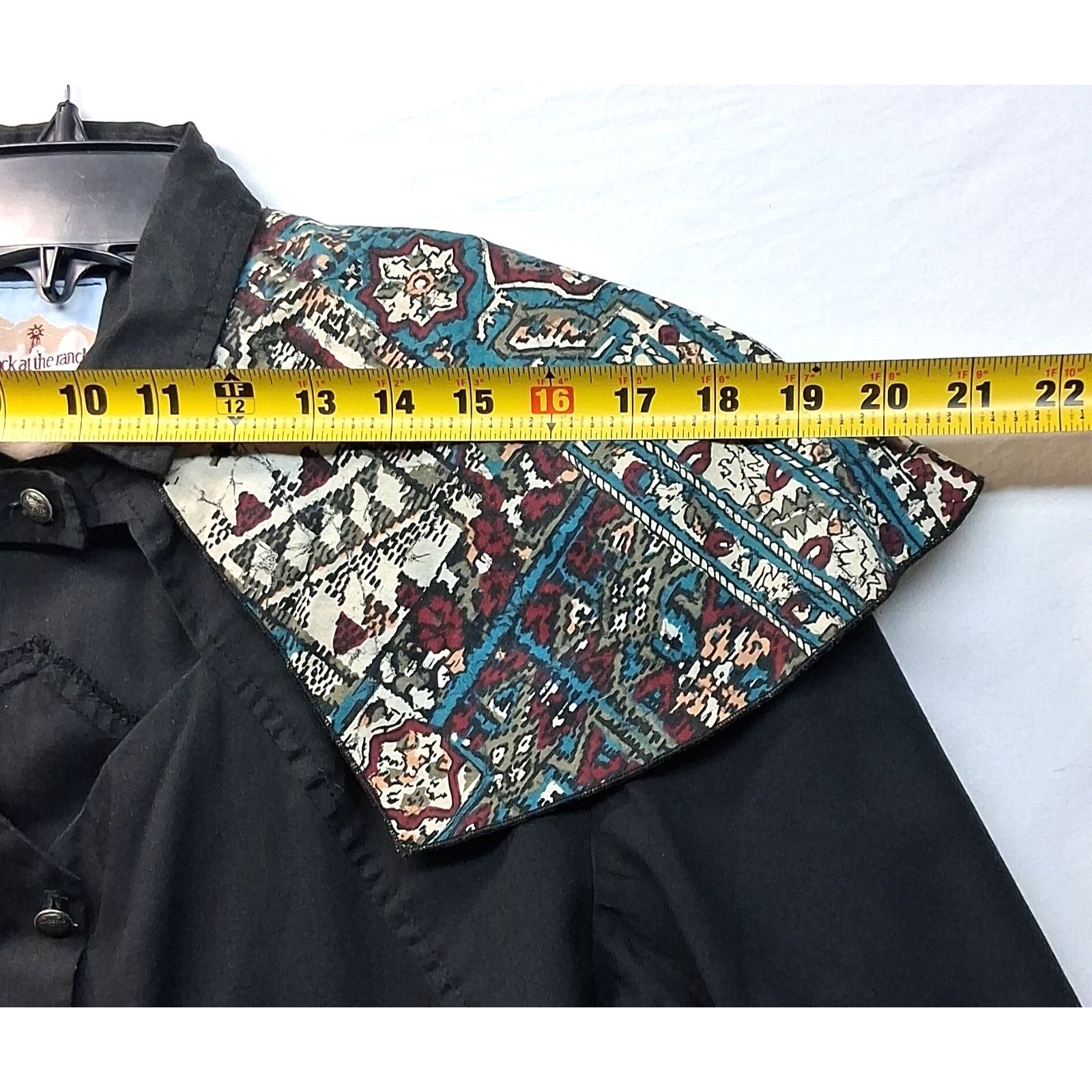 Back At The Ranch Womens S Black Western Aztec Cotton Button-Up Shirt Cowgirl — image 5 of 7